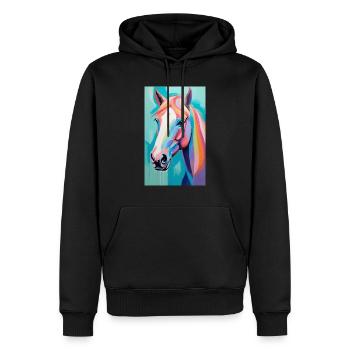 Cheval | Équitation | Animaux | Monture | Coloré - Sweat à capuche Premium bio Homme - noir - Devant - Nico (187cm)