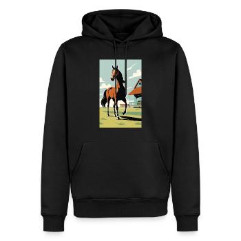 Cheval | Équitation | Animaux | Monture | Coloré - Sweat à capuche Premium bio Homme - noir - Devant - Nico (187cm)