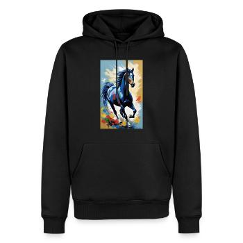 Cheval | Équitation | Animaux | Monture | Coloré - Sweat à capuche Premium bio Homme - noir - Devant - Nico (187cm)