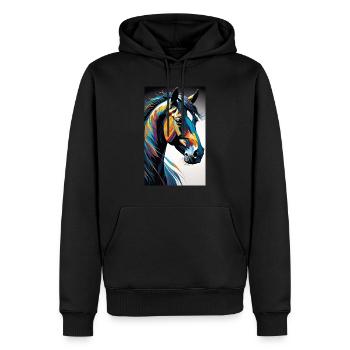 Cheval | Équitation | Animaux | Monture | Coloré - Sweat à capuche Premium bio Homme - noir - Devant - Nico (187cm)