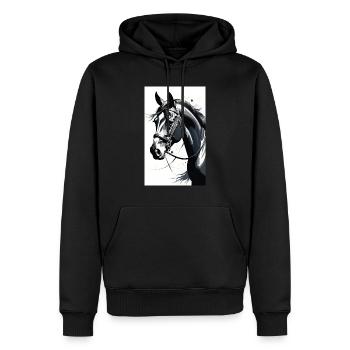 Pferd | reiten | Tier | Reittier | Bunt - Männer Premium Bio Hoodie - Schwarz - Vorne - Nico (187cm)