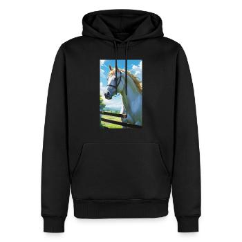 Cheval | Équitation | Animaux | Monture | Coloré - Sweat à capuche Premium bio Homme - noir - Devant - Nico (187cm)