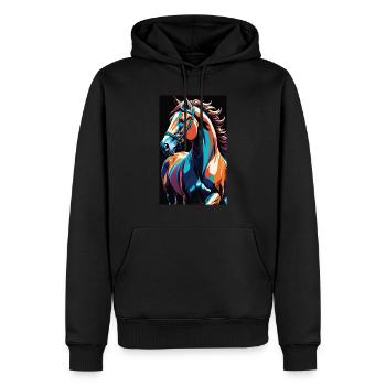 Pferd | reiten | Tier | Reittier | Bunt - Männer Premium Bio Hoodie - Schwarz - Vorne - Nico (187cm)