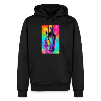 Pferd | reiten | Tier | Reittier | Bunt - Männer Premium Bio Hoodie - Schwarz - Vorne - Nico (187cm)