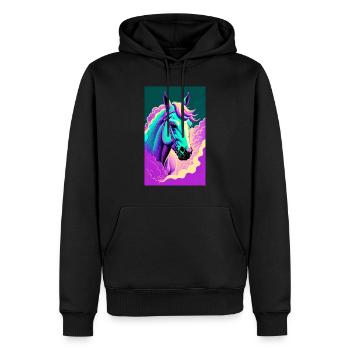 Cheval | Équitation | Animaux | Monture | Coloré - Sweat à capuche Premium bio Homme - noir - Devant - Nico (187cm)