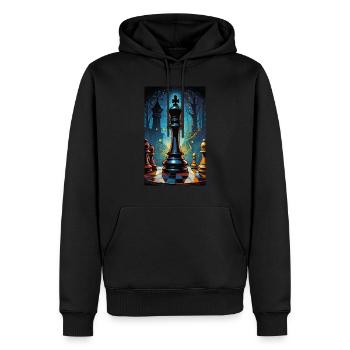 Échecs | Pièce d’échecs | Joueur d’échecs - Sweat à capuche Premium bio Homme - noir - Devant - Nico (187cm)