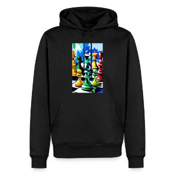 Échecs | Pièce d’échecs | Joueur d’échecs - Sweat à capuche Premium bio Homme - noir - Devant - Nico (187cm)