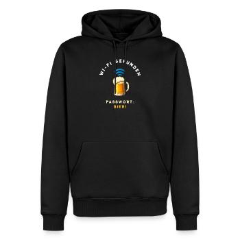 WiFi Bier Lustiges Design - Männer Premium Bio Hoodie - Schwarz - Vorne - Nico (187cm)