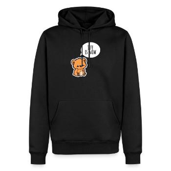 L’ours mignon : la vie, c’est maintenant ! Profitez-en - Sweat à capuche Premium bio Homme - noir - Devant - Nico (187cm)
