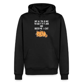 AI Cat Life - Männer Premium Bio Hoodie - Schwarz - Vorne - Nico (187cm)