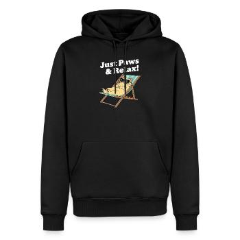 Relax Katze im Liegestuhl - Männer Premium Bio Hoodie - Schwarz - Vorne - Nico (187cm)