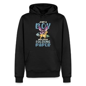 Boy Loves Origami Folding Art - Men’s Premium Organic Hoodie - black - Front - Nico (187cm)