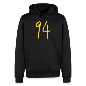 94 - Männer Premium Bio Hoodie - Schwarz - Vorne - Nico (187cm)