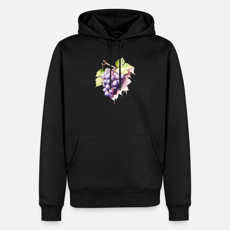 Grappe d’aquarelle de raisins - Sweat à capuche Premium bio Homme - noir