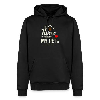 Chez moi, c’est là où se trouve mon animal de compagnie - Sweat à capuche Premium bio Homme - noir - Devant - Nico (187cm)
