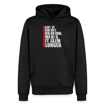 Life Is Short Running Makes It Seem Longer Lustig  - Männer Premium Bio Hoodie - Schwarz - Vorne - Nico (187cm)