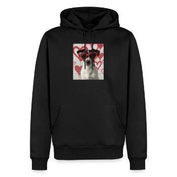 Herzbrille Hund im Graffiti Herz - Männer Premium Bio Hoodie - Schwarz - Vorne - Nico (187cm)