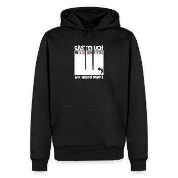 Livre d’or : 30e anniversaire - Sweat à capuche Premium bio Homme - noir - Devant - Nico (187cm)