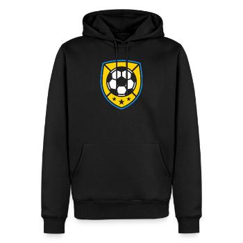 Emblème du ballon de football jaune - Sweat à capuche Premium bio Homme - noir - Devant - Nico (187cm)