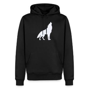 Silhouette de loup au clair de lune - Sweat à capuche Premium bio Homme - noir - Devant - Nico (187cm)