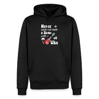 Ne sous-estimez jamais une Dame avec un ukélé - Sweat à capuche Premium bio Homme - noir - Devant - Nico (187cm)