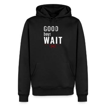 Good Boys Wait – Système de récompense pour l’obéissance - Sweat à capuche Premium bio Homme - noir - Devant - Nico (187cm)