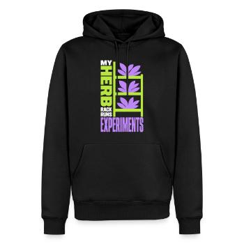 Kräuterregal – My Herb Rack Runs Experiments - Männer Premium Bio Hoodie - Schwarz - Vorne - Nico (187cm)