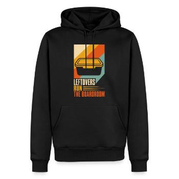 Bürohumor – Leftovers Run the Boardroom - Männer Premium Bio Hoodie - Schwarz - Vorne - Nico (187cm)