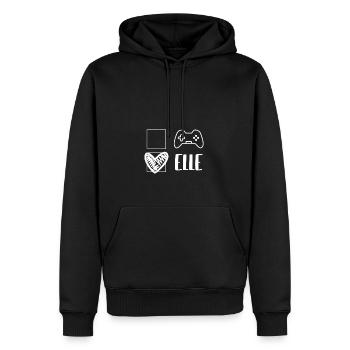 Play ou Elle - Sweat à capuche Premium bio Homme - noir - Devant - Nico (187cm)