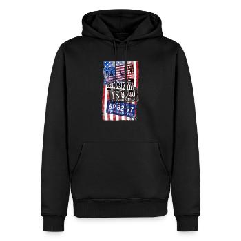 Plaques d'immatriculation américaines Don Etats-Unis - Sweat à capuche Premium bio Homme - noir - Devant - Nico (187cm)
