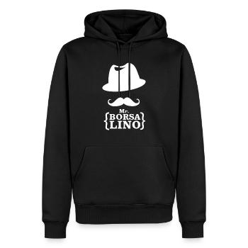 Moustache Borsalino chapeau Mr - Sweat à capuche Premium bio Homme - noir - Devant - Nico (187cm)