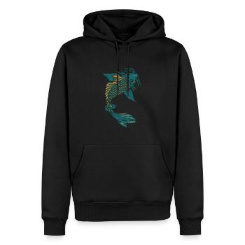 Japanischer Koi-Karpfenfisch Zeichnung 14032 A - Männer Premium Bio Hoodie - Schwarz - Vorne - Nico (187cm)