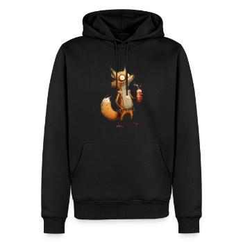 verrückter Fuchs mit Bier - Männer Premium Bio Hoodie - Schwarz - Vorne - Nico (187cm)