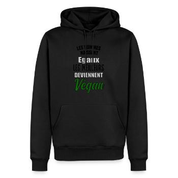 homme égaux les meilleurs deviennent Végan - Sweat à capuche Premium bio Homme - noir - Devant - Nico (187cm)