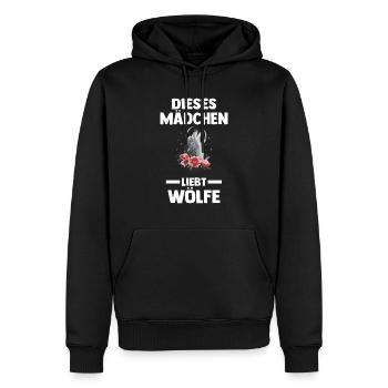 Tier Waldtier Wolf - Männer Premium Bio Hoodie - Schwarz - Vorne - Nico (187cm)
