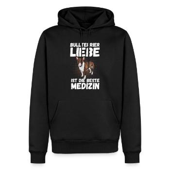 Hund Bullterrier - Männer Premium Bio Hoodie - Schwarz - Vorne - Nico (187cm)