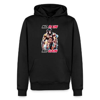 Bodybuilder / Sport / Fitness / Affe / Muskeln - Männer Premium Bio Hoodie - Schwarz - Vorne - Nico (187cm)