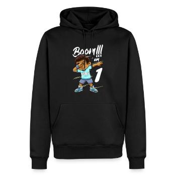 Boom Im 1 Jahr alter schwarzer Junge Dabbing - Männer Premium Bio Hoodie - Schwarz - Vorne - Nico (187cm)