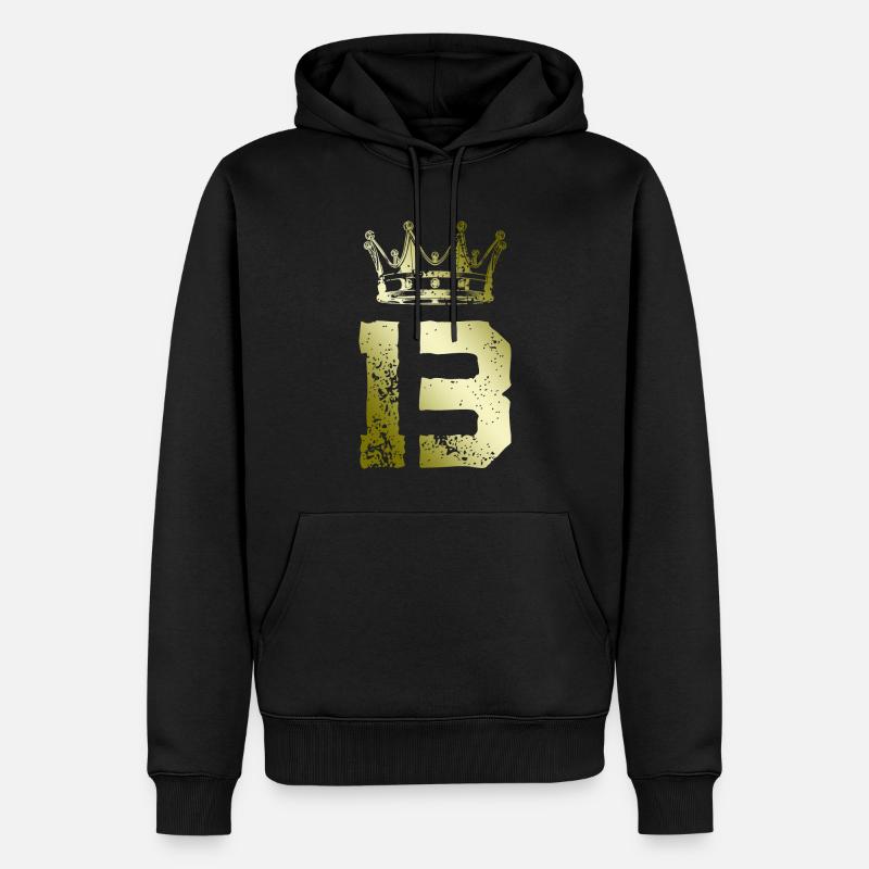 13 Couronne numérique - Sweat à capuche Premium bio Homme - noir