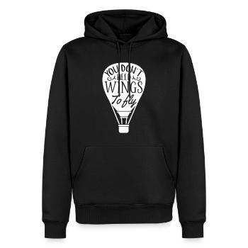 Heißluftballon Sprüche | Luftfahrt Hobby Geschenk - Männer Premium Bio Hoodie - Schwarz - Vorne - Nico (187cm)