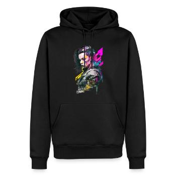 No105 - Männer Premium Bio Hoodie - Schwarz - Vorne - Nico (187cm)