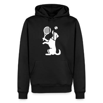 Hund Tennis Silhouette Minimalistisch - Männer Premium Bio Hoodie - Schwarz - Vorne - Nico (187cm)