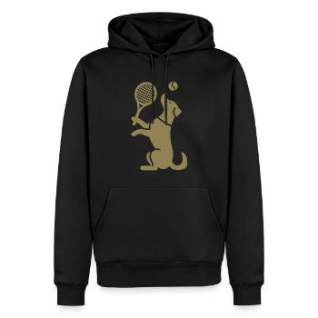 Hund Tennis Silhouette Minimalistisch - Männer Premium Bio Hoodie - Schwarz - Vorne - Nico (187cm)