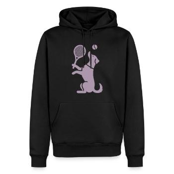 Hund Tennis Silhouette Minimalistisch - Männer Premium Bio Hoodie - Schwarz - Vorne - Nico (187cm)