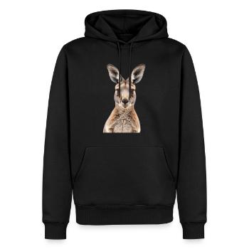 Känguru - Männer Premium Bio Hoodie - Schwarz - Vorne - Nico (187cm)