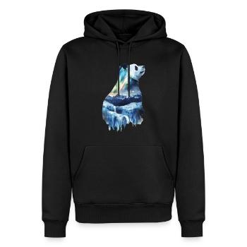 Panda - Männer Premium Bio Hoodie - Schwarz - Vorne - Nico (187cm)