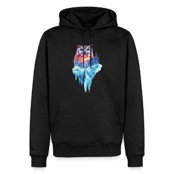 Eule - Männer Premium Bio Hoodie - Schwarz - Vorne - Nico (187cm)