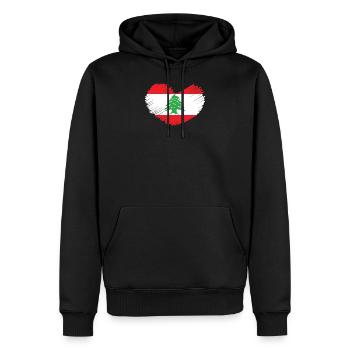 Drapeau du Liban coeur cèdre idée cadeau armoiries - Sweat à capuche Premium bio Homme - noir - Devant - Nico (187cm)