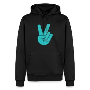 Liebe Freiheit Friede Hoffnung Zeichen Handzeichen - Männer Premium Bio Hoodie - Schwarz - Vorne - Nico (187cm)