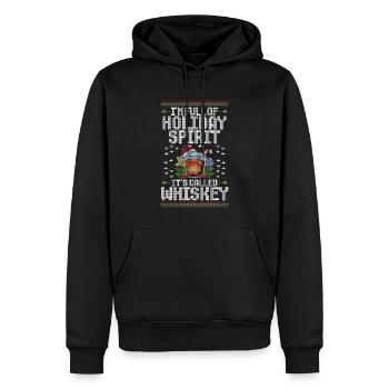 Noël Je suis plein de whisky de Noël - Sweat à capuche Premium bio Homme - noir - Devant - Nico (187cm)